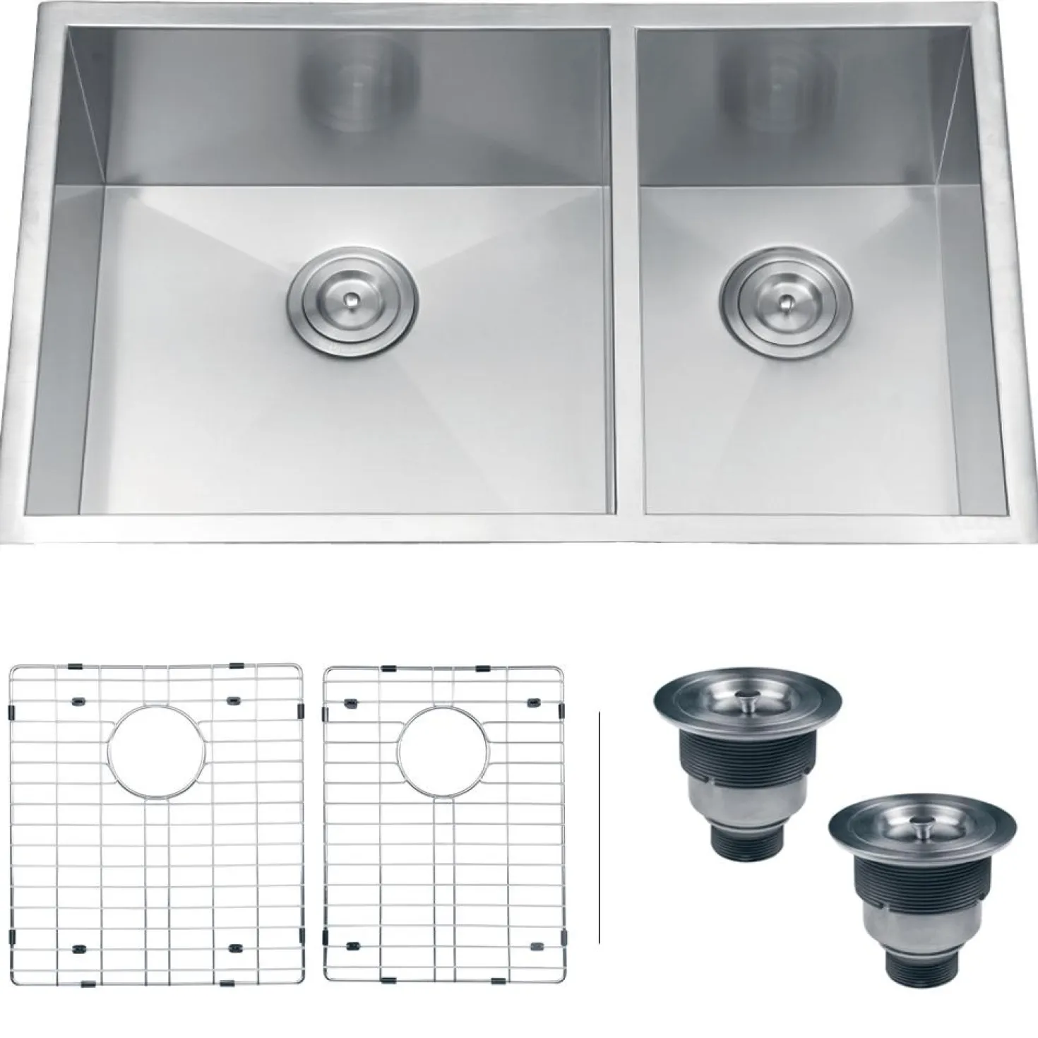 Ruvati 32" Undermount 60/40 Double Bowl Zero Radius 16 Gauge Stainless Steel Kitchen Sink