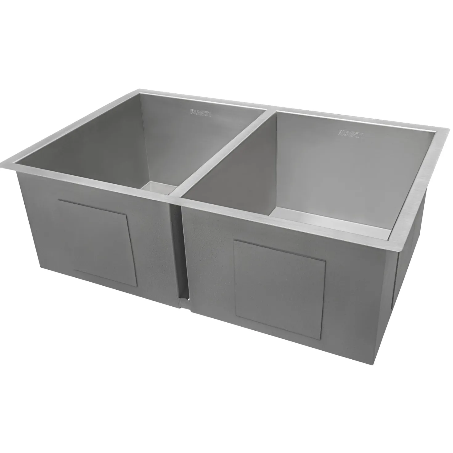 Ruvati 30" Undermount 50/50 Double Bowl Zero Radius 16 Gauge Stainless Steel Kitchen Sink