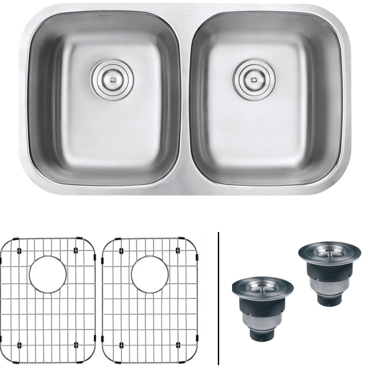 Ruvati 32" Undermount 50/50 Double Bowl 16 Gauge Stainless Steel Kitchen Sink
