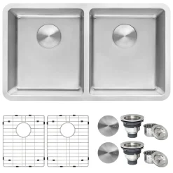 Ruvati 31" Undermount 50/50 Double Bowl 16 Gauge Stainless Steel Kitchen Sink