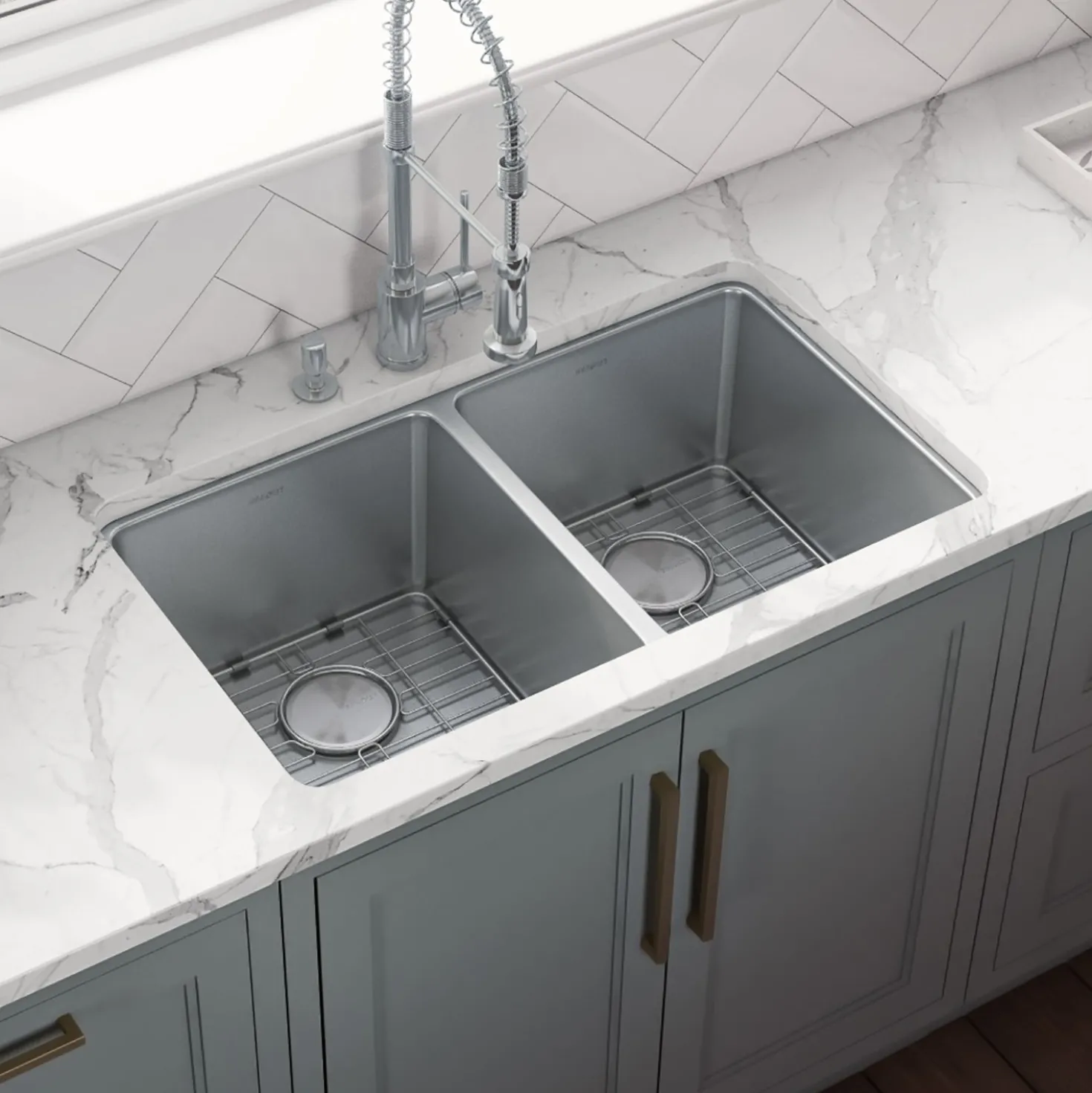 Ruvati 31" Undermount 50/50 Double Bowl 16 Gauge Stainless Steel Kitchen Sink