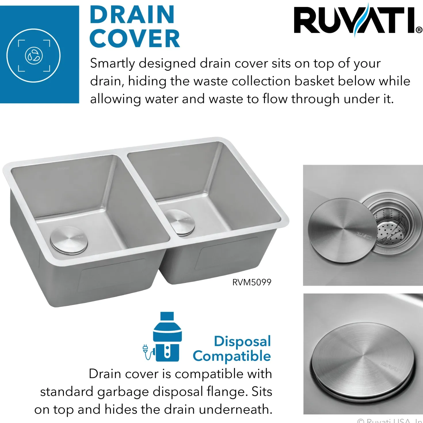 Ruvati 31" Undermount 50/50 Double Bowl 16 Gauge Stainless Steel Kitchen Sink