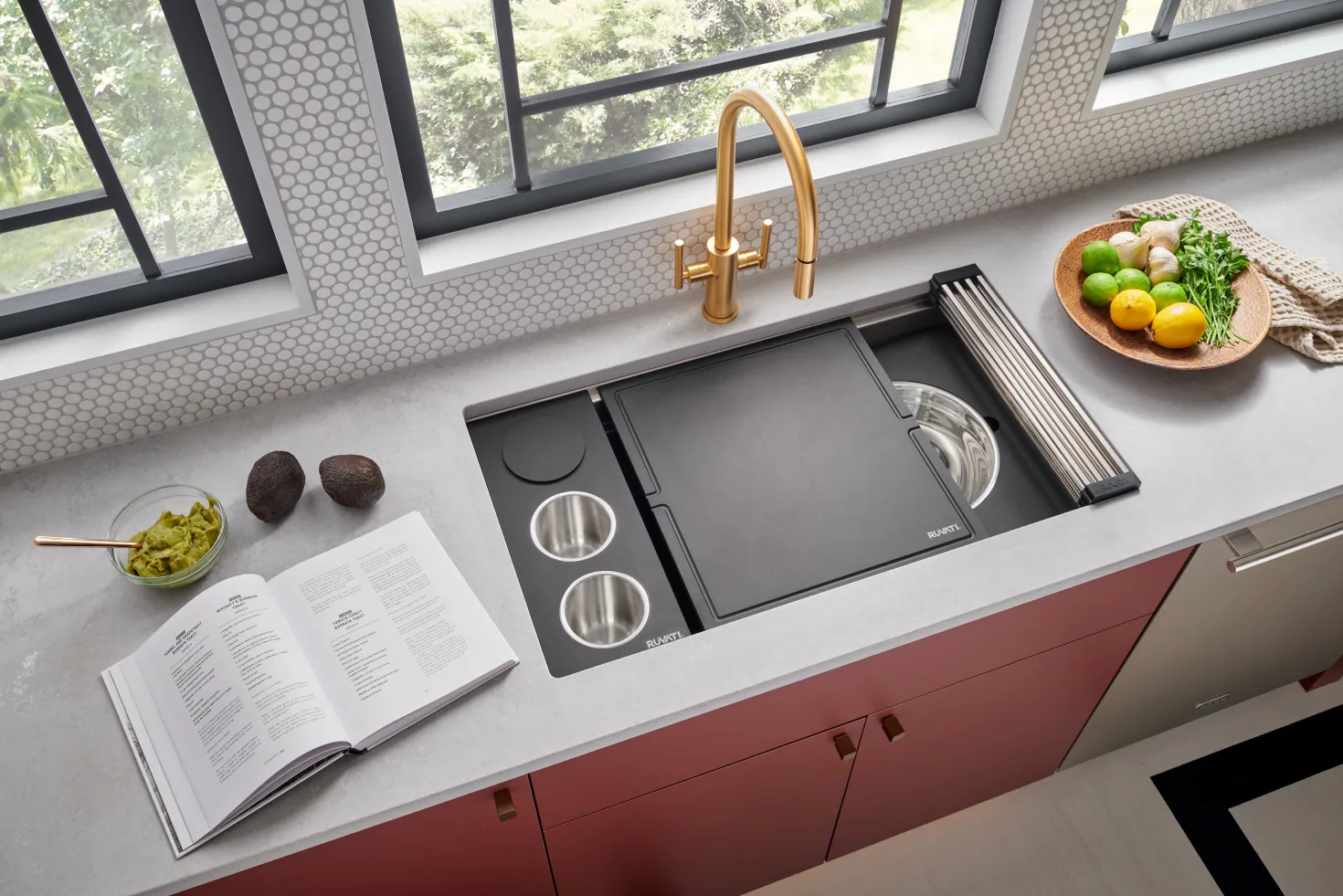 Ruvati 33" Undermount Dual-Tier Workstation Kitchen Sink