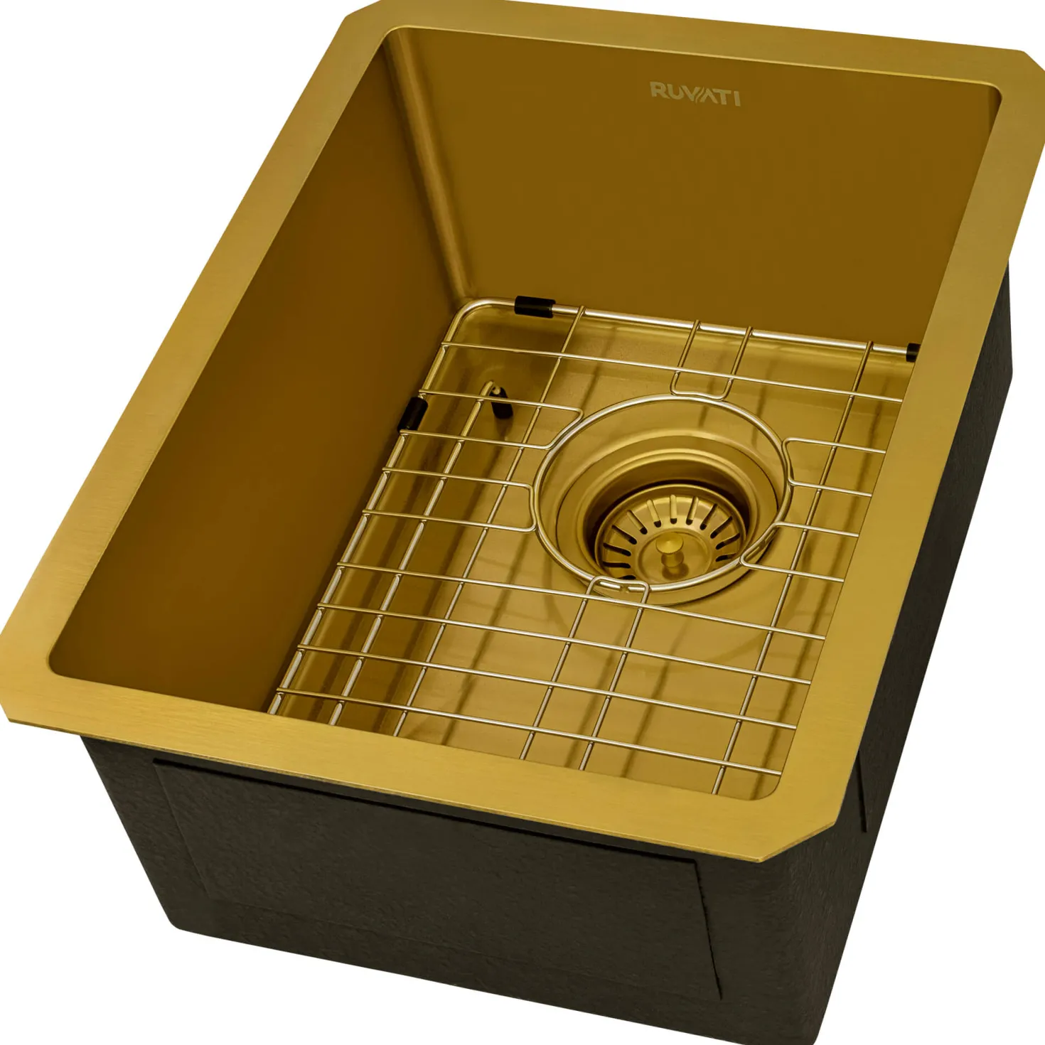 Ruvati 14" Undermount 16 Gauge Matte Gold Bar Prep Sink