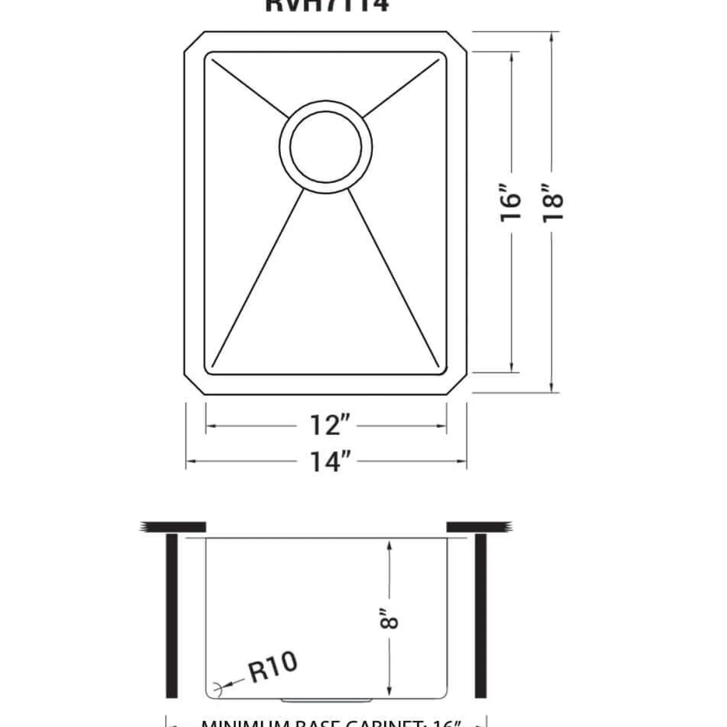 Ruvati 14" Undermount 16 Gauge Matte Gold Bar Prep Sink
