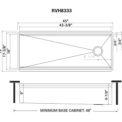 Ruvati 45" Undermount 16 Gauge Stainless Steel Workstation Sink
