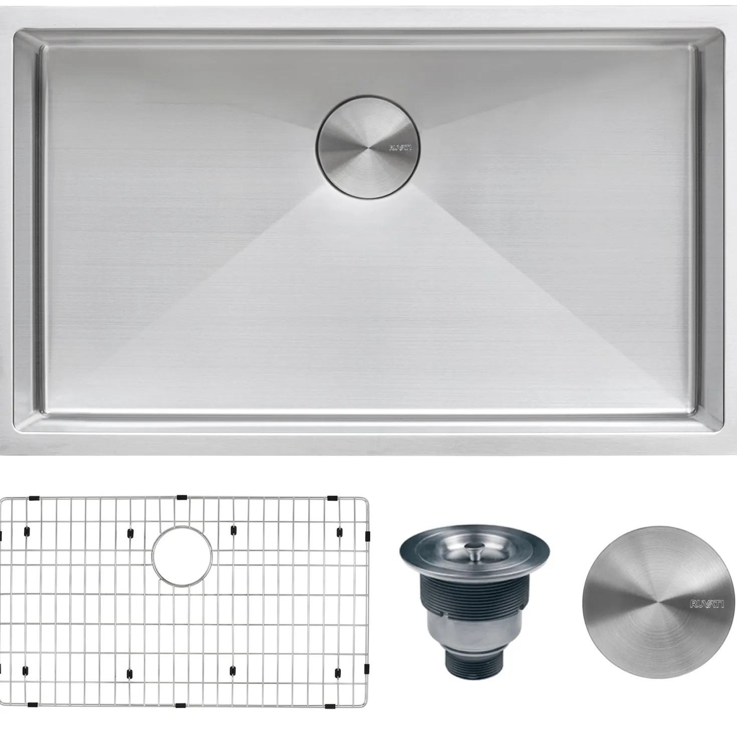 Ruvati 30" Undermount 16 Gauge Tight Radius Stainless Steel Single Bowl Kitchen Sink