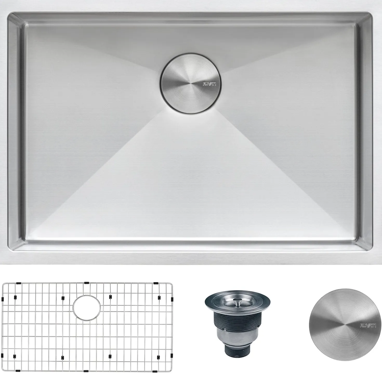 Ruvati 28" Undermount 16 Gauge Tight Radius Stainless Steel Single Bowl Kitchen Sink