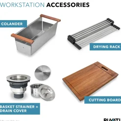 Ruvati 30" Undermount 16 Gauge Workstation Stainless Steel Kitchen Sink - RVH8310