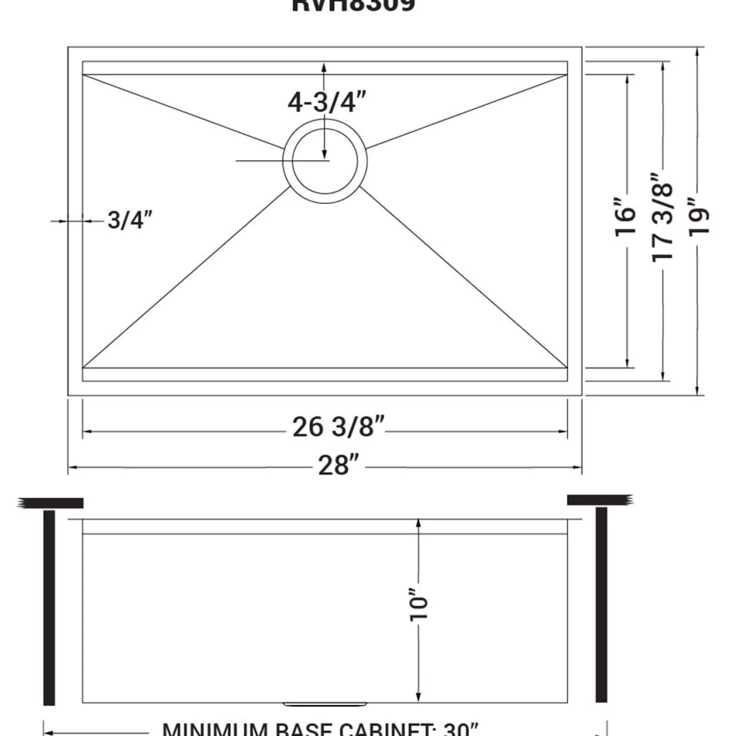 Ruvati 28" Undermount 16 Gauge Workstation Stainless Steel Kitchen Sink - RVH8309