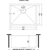 Ruvati 23" Undermount 16 Gauge Zero Radius Stainless Steel Single Bowl Kitchen Sink