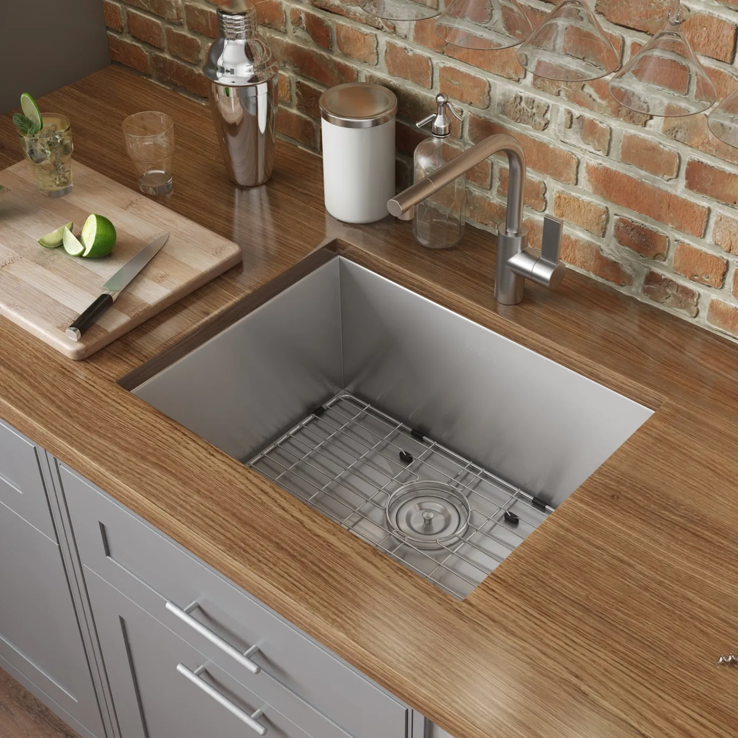 Ruvati 23" Undermount 16 Gauge Zero Radius Stainless Steel Single Bowl Kitchen Sink