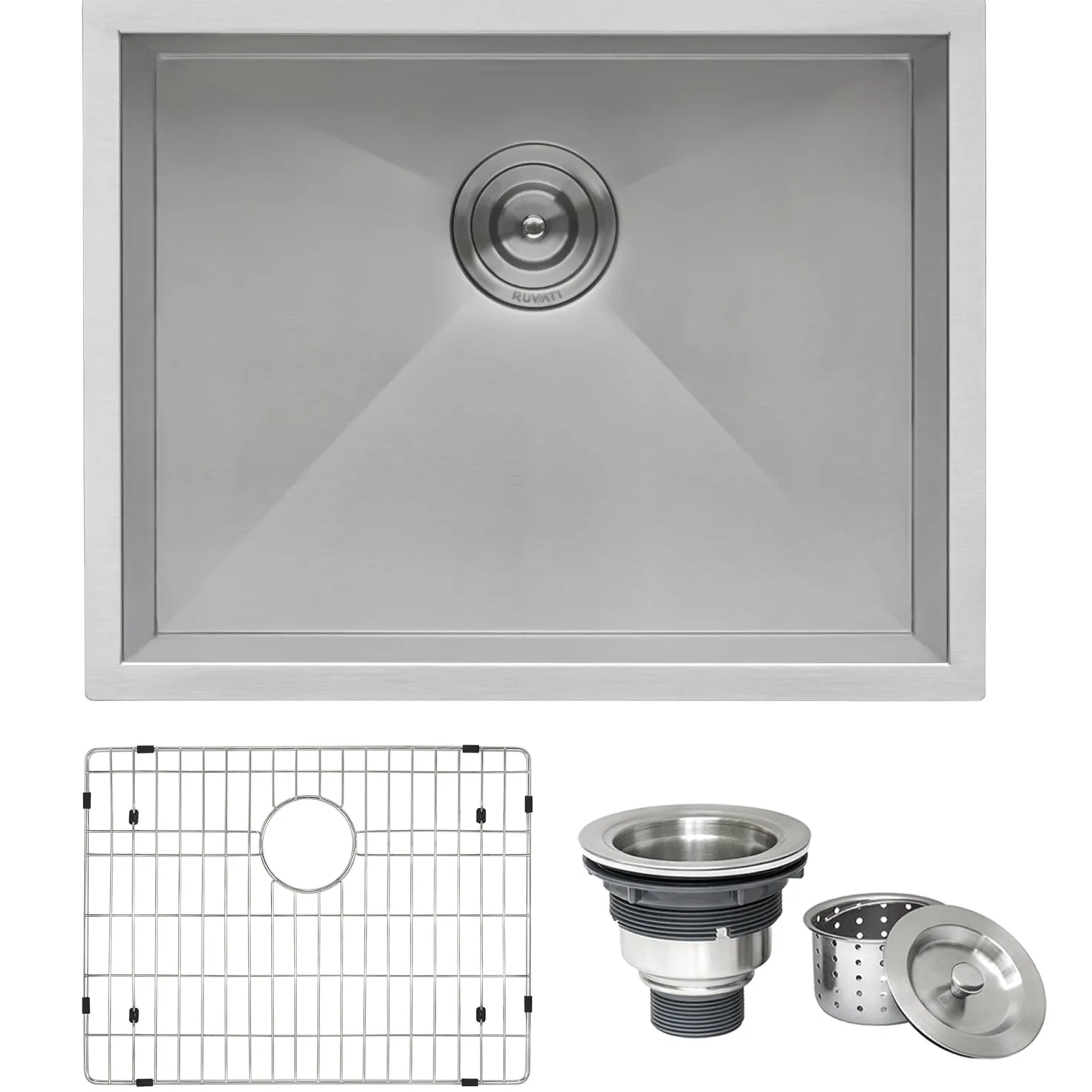 Ruvati 23" Undermount 16 Gauge Zero Radius Stainless Steel Single Bowl Kitchen Sink