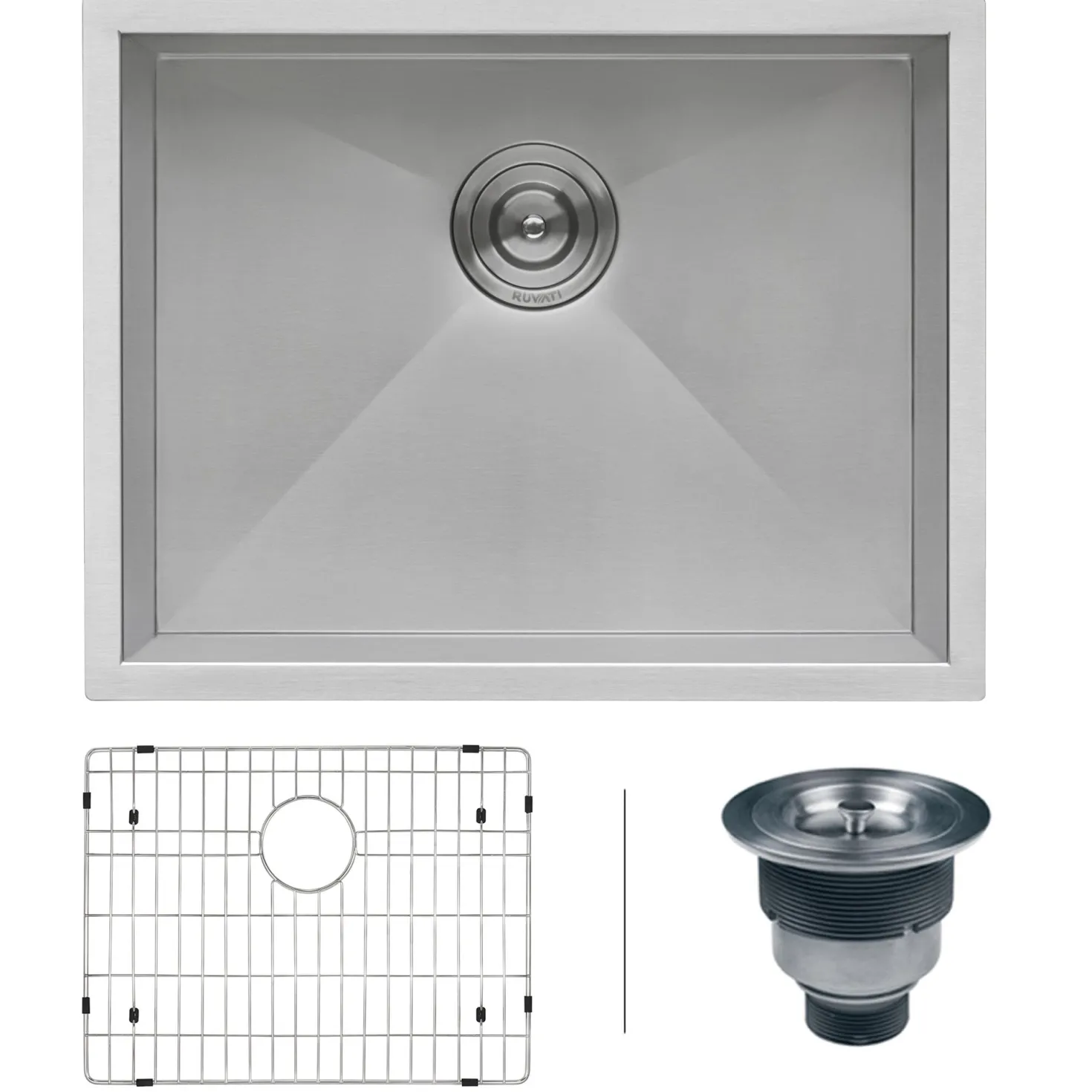 Ruvati 23" Undermount 16 Gauge Zero Radius Stainless Steel Single Bowl Kitchen Sink