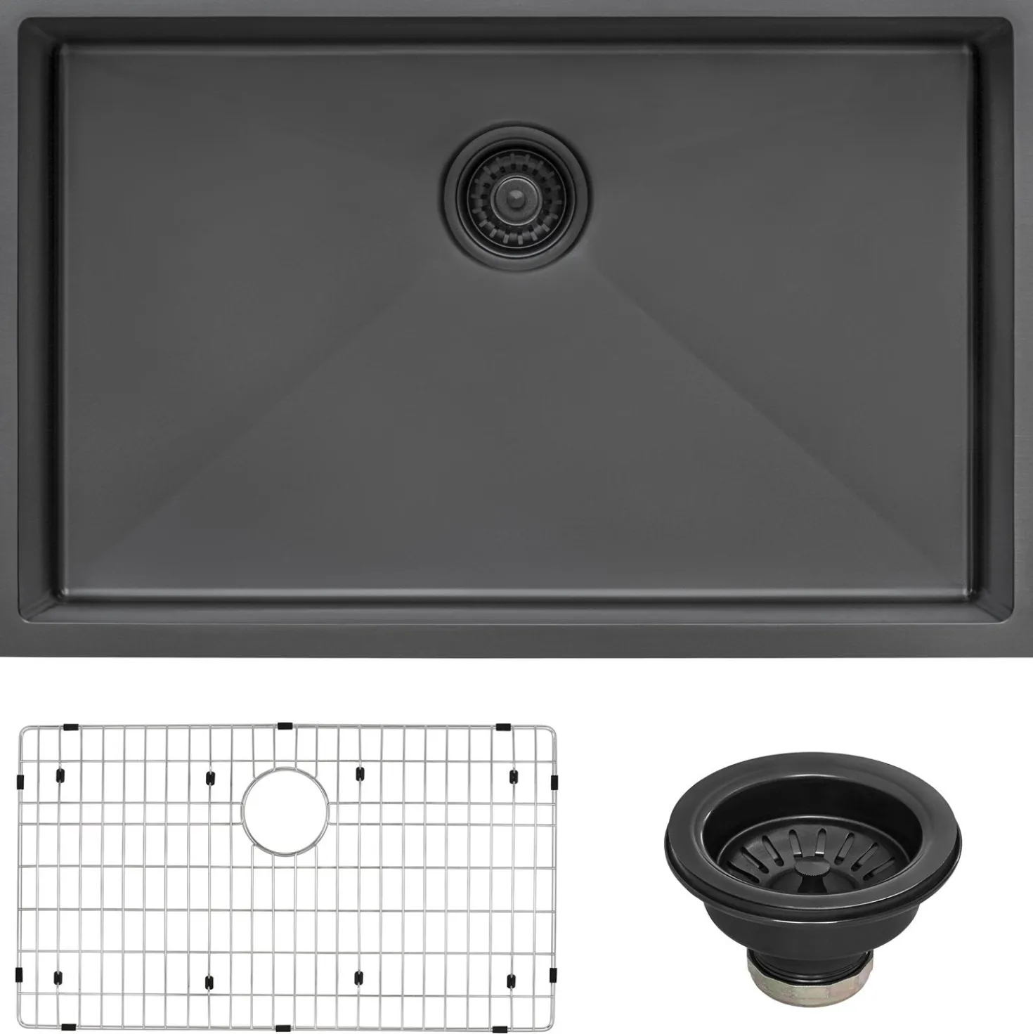 Ruvati 30" Undermount Gunmetal 16 Gauge Stainless Steel Kitchen Sink
