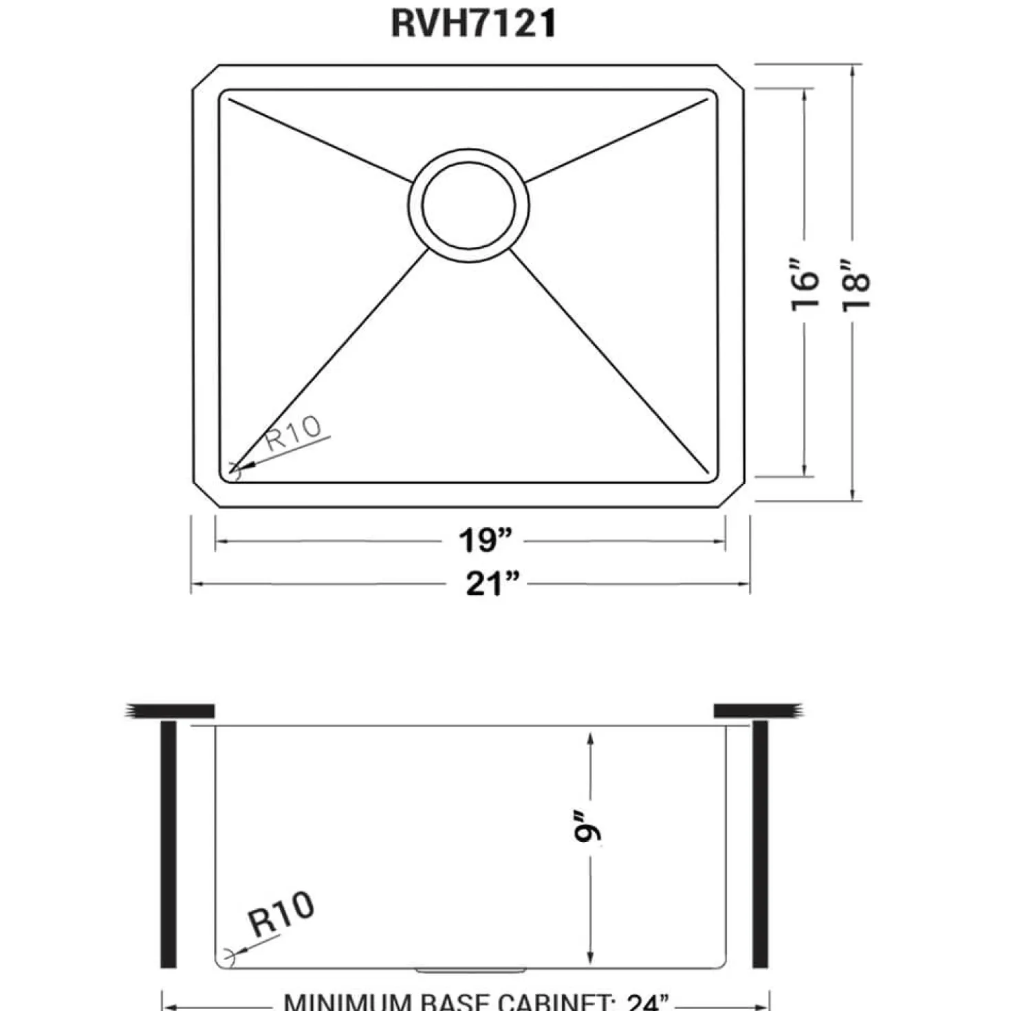 Ruvati 21" Undermount Kitchen Sink in 16 Gauge Gunmetal