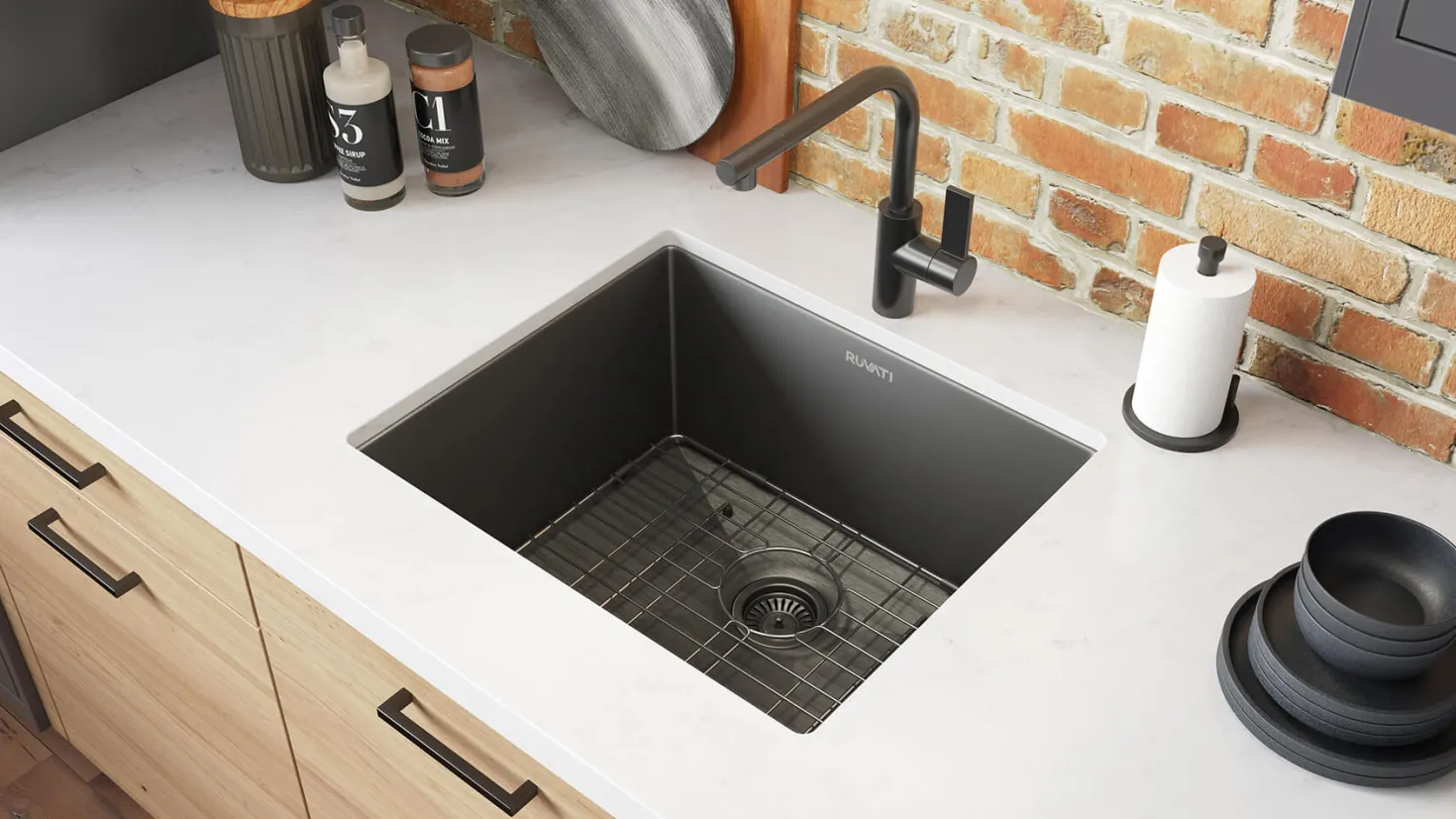 Ruvati 21" Undermount Kitchen Sink in 16 Gauge Gunmetal