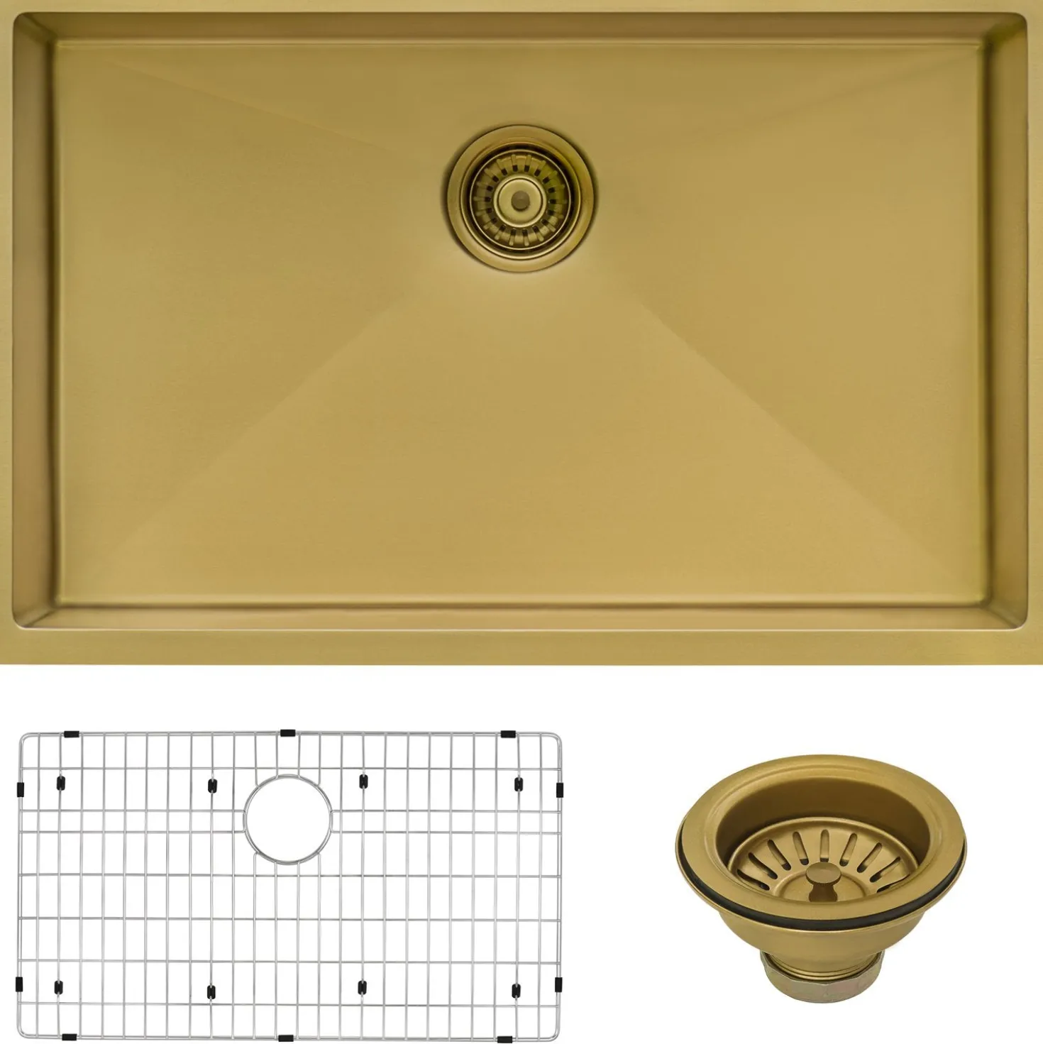 Ruvati 33" Undermount Matte Gold 16 Gauge Stainless Steel Kitchen Sink