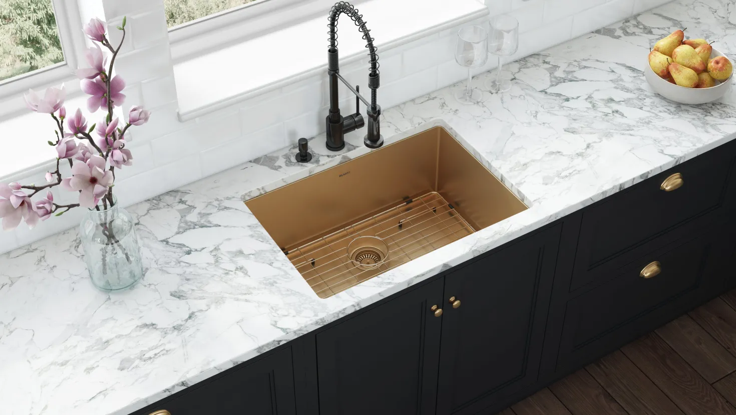 Ruvati 30" Undermount Matte Gold 16 Gauge Stainless Steel Kitchen Sink