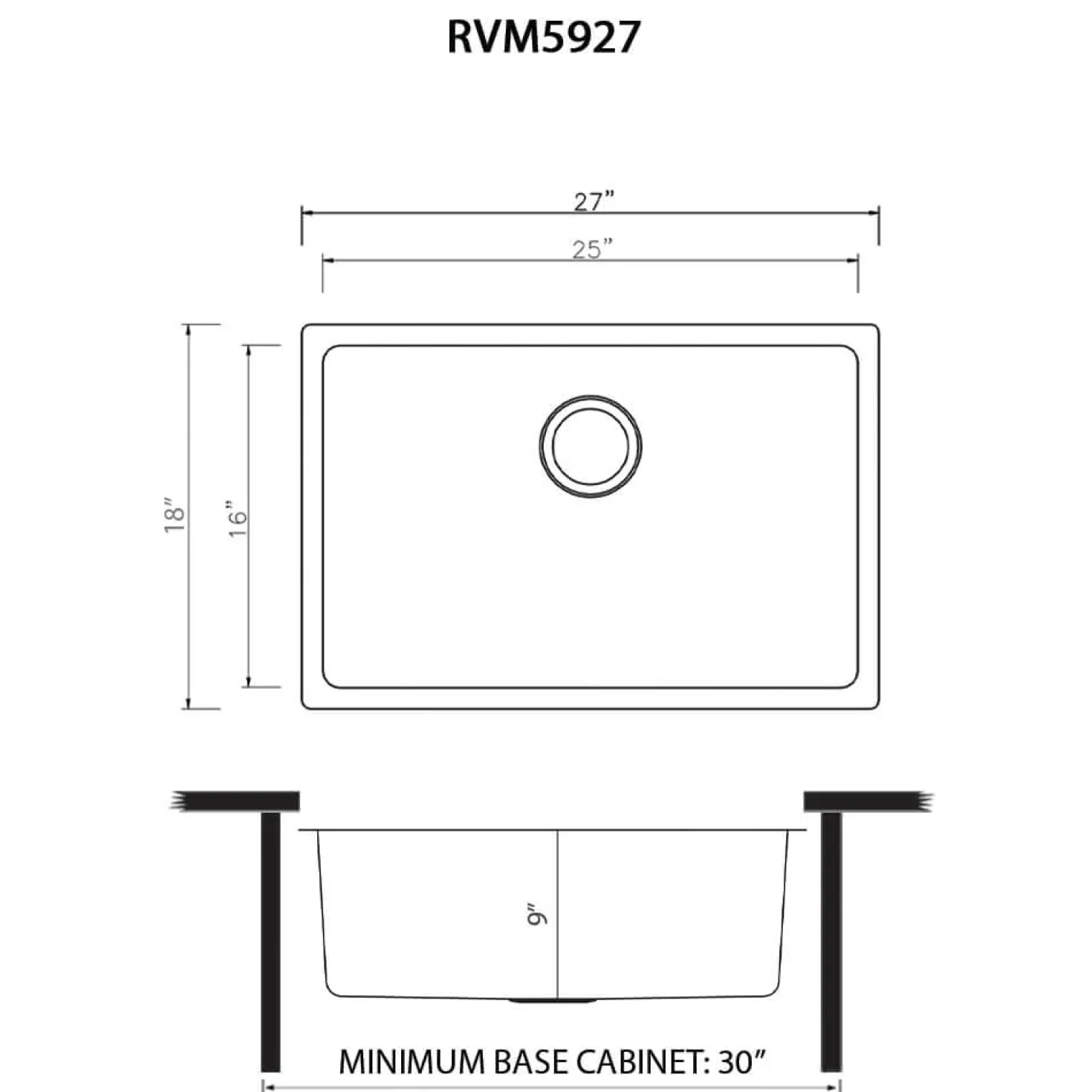 Ruvati 27" Undermount Stainless Steel Kitchen Sink