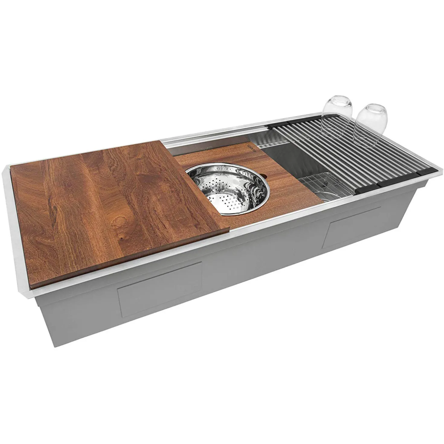 Ruvati 69" Undermount Two-Tiered Workstation Kitchen Sink | GIANT SINK