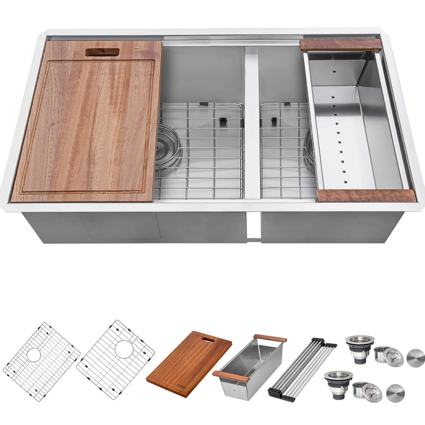 Ruvati 36" Undermount Workstation 60/40 Bowl Kitchen Sink