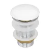 Ruvati White Ceramic Top Push Pop-up Drain for Bathroom Sinks without Overflow
