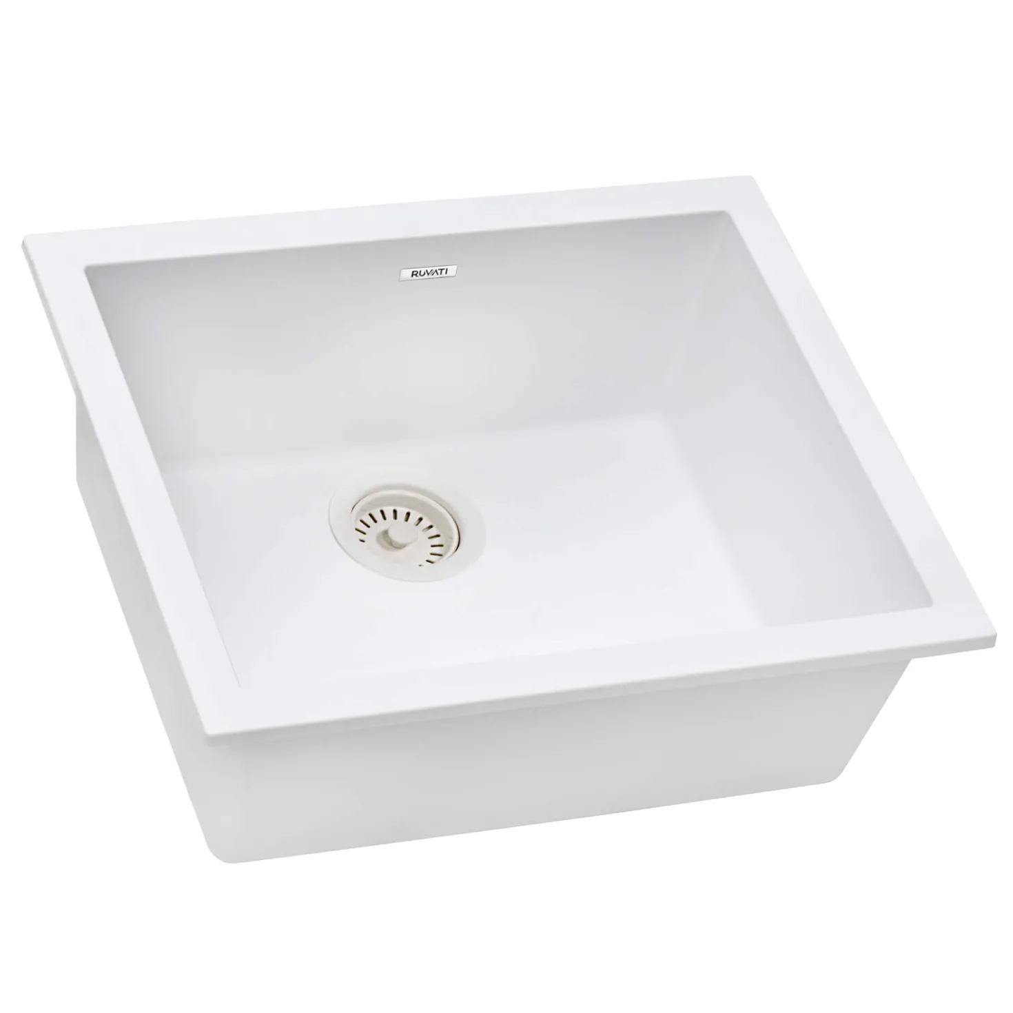 Ruvati 21" White Composite Single Bowl Undermout Kitchen Sink