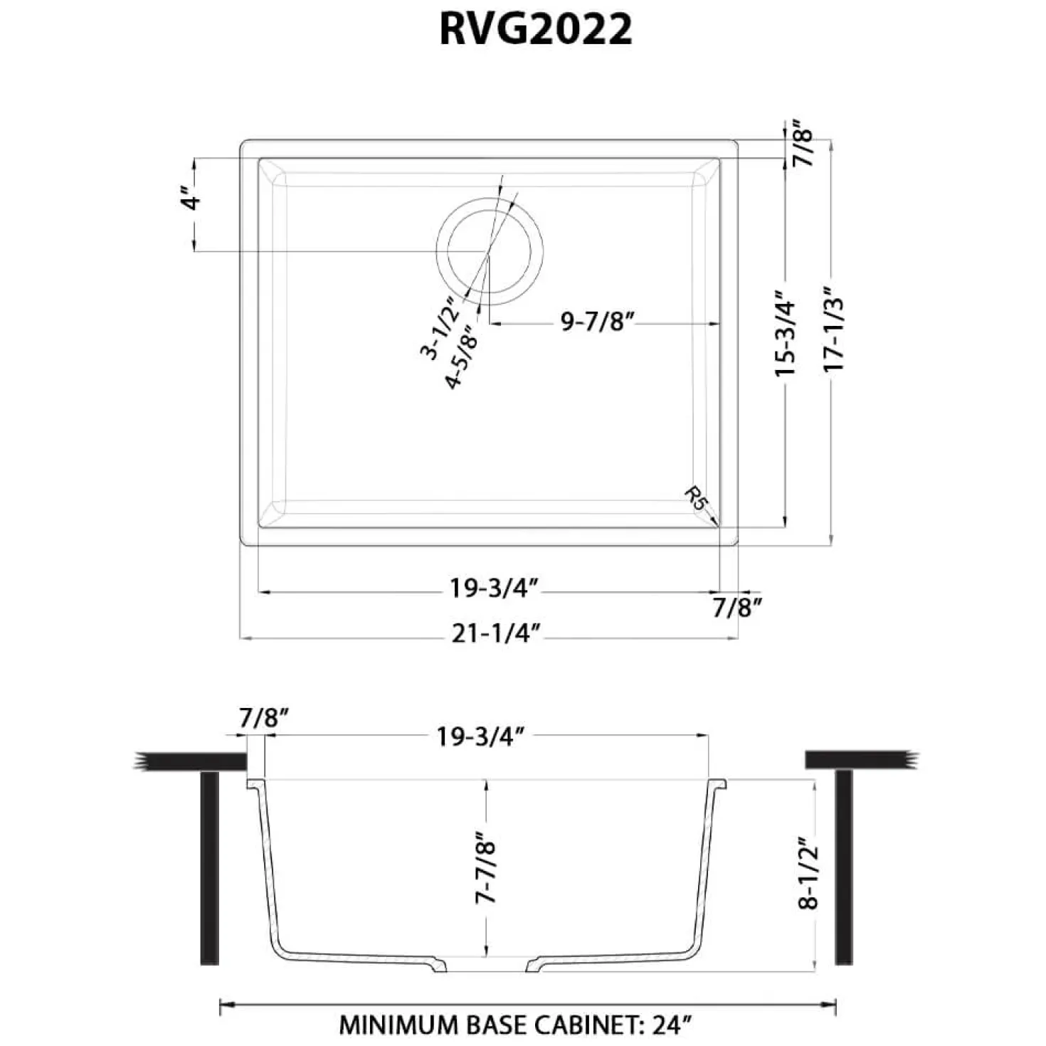 Ruvati 21" White Composite Single Bowl Undermout Kitchen Sink