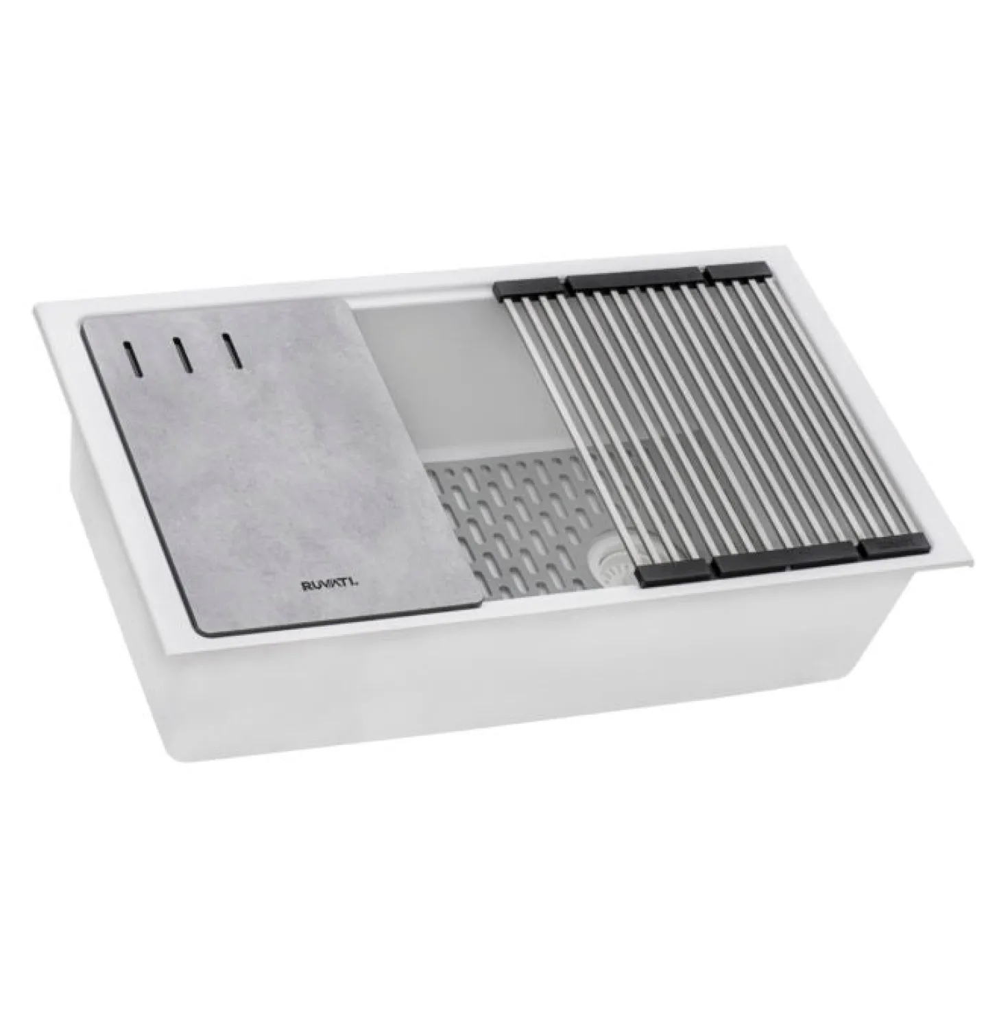 Ruvati 33" White Composite Undermount Workstation Sink