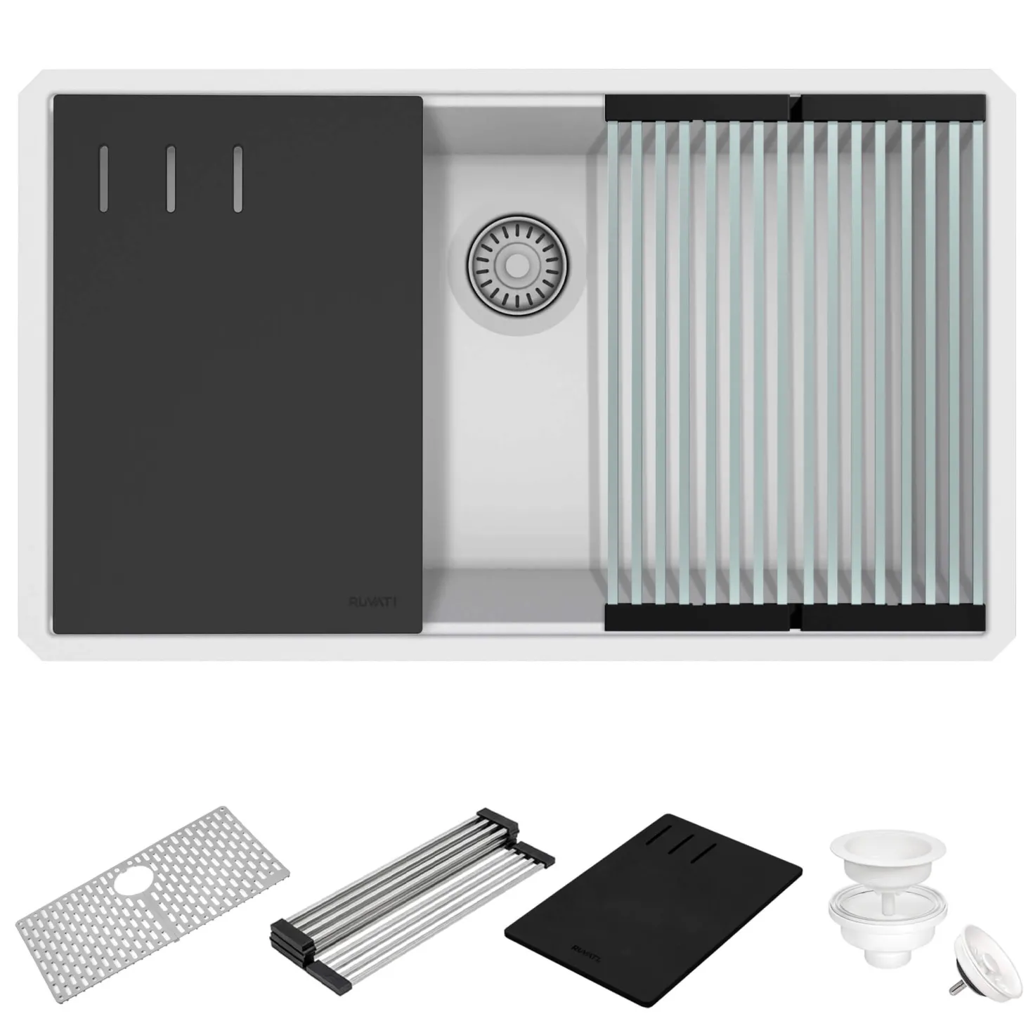 Ruvati 32" White Composite Workstation Sink