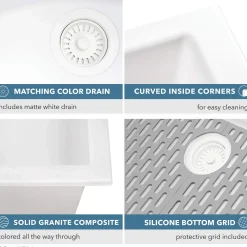 Ruvati 32" White Composite Workstation Sink