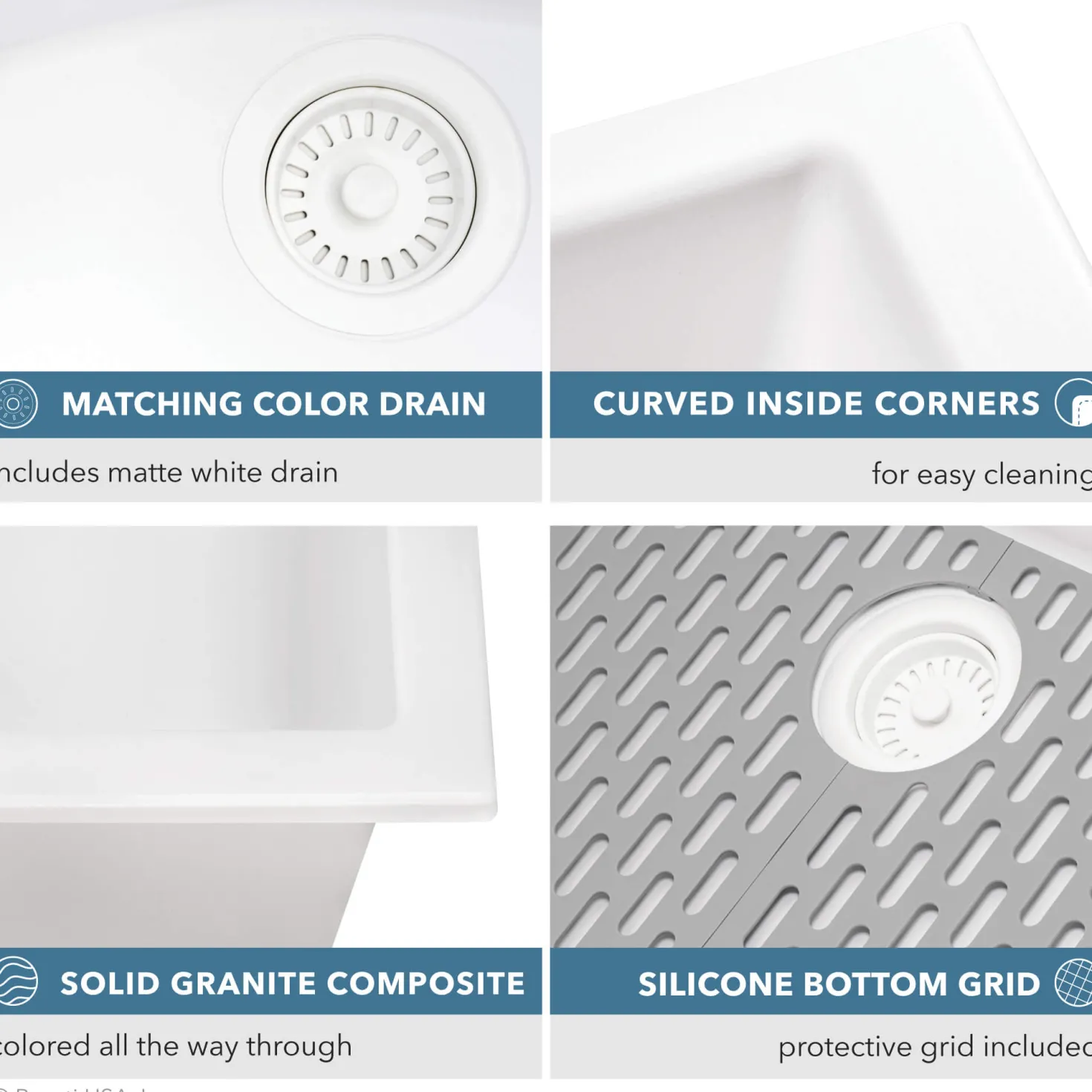 Ruvati 32" White Composite Workstation Sink