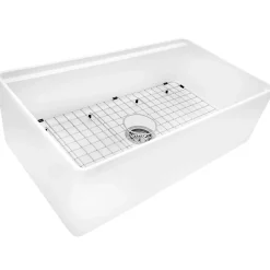 Ruvati 33" White Fireclay Apron Front Workstation Sink