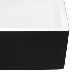 Ruvati 30" White Fireclay Farmhouse Offset Drain Single Bowl Kitchen Sink with Matte Black Apron
