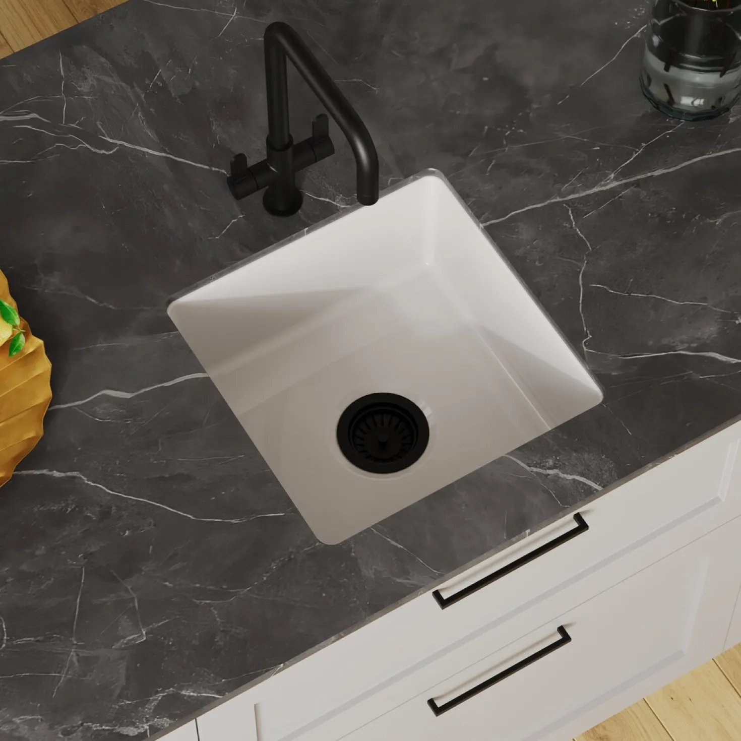 Ruvati 18" White Fireclay Kitchen Prep Sink | Made in Italy