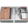 Ruvati Workstation Ledge 50/50 Double Bowl Undermount 16 Gauge Stainless Steel Kitchen Sink