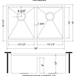 Ruvati Workstation Ledge 50/50 Double Bowl Undermount 16 Gauge Stainless Steel Kitchen Sink