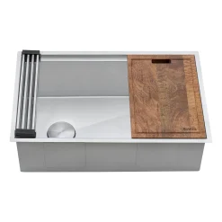 Ruvati 36" Workstation Offset Drain Undermount 16 Gauge Kitchen Sink