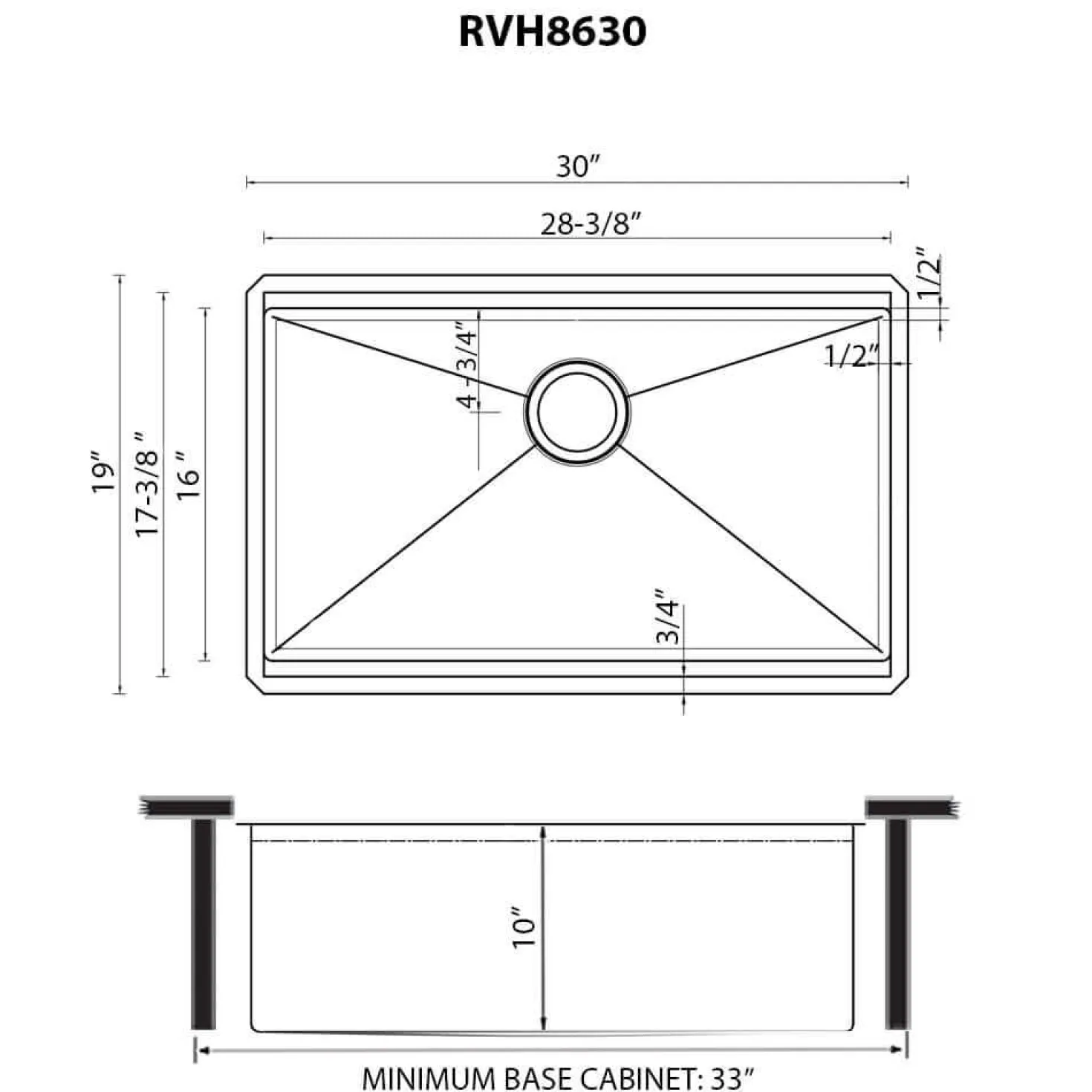 Ruvati 30" Workstation Scratch Resistant Hex Bottom Stainless Steel Kitchen Sink