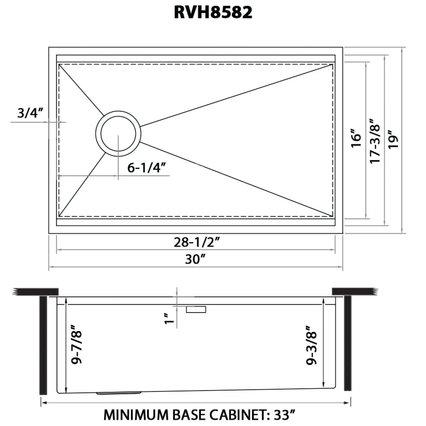 Ruvati 30" Workstation Slope Bottom Offset Drain Undermount 16 Gauge Kitchen Sink