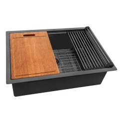 Ruvati 30" Workstation Undermount Gunmetal 16 Gauge Stainless Steel Kitchen Sink