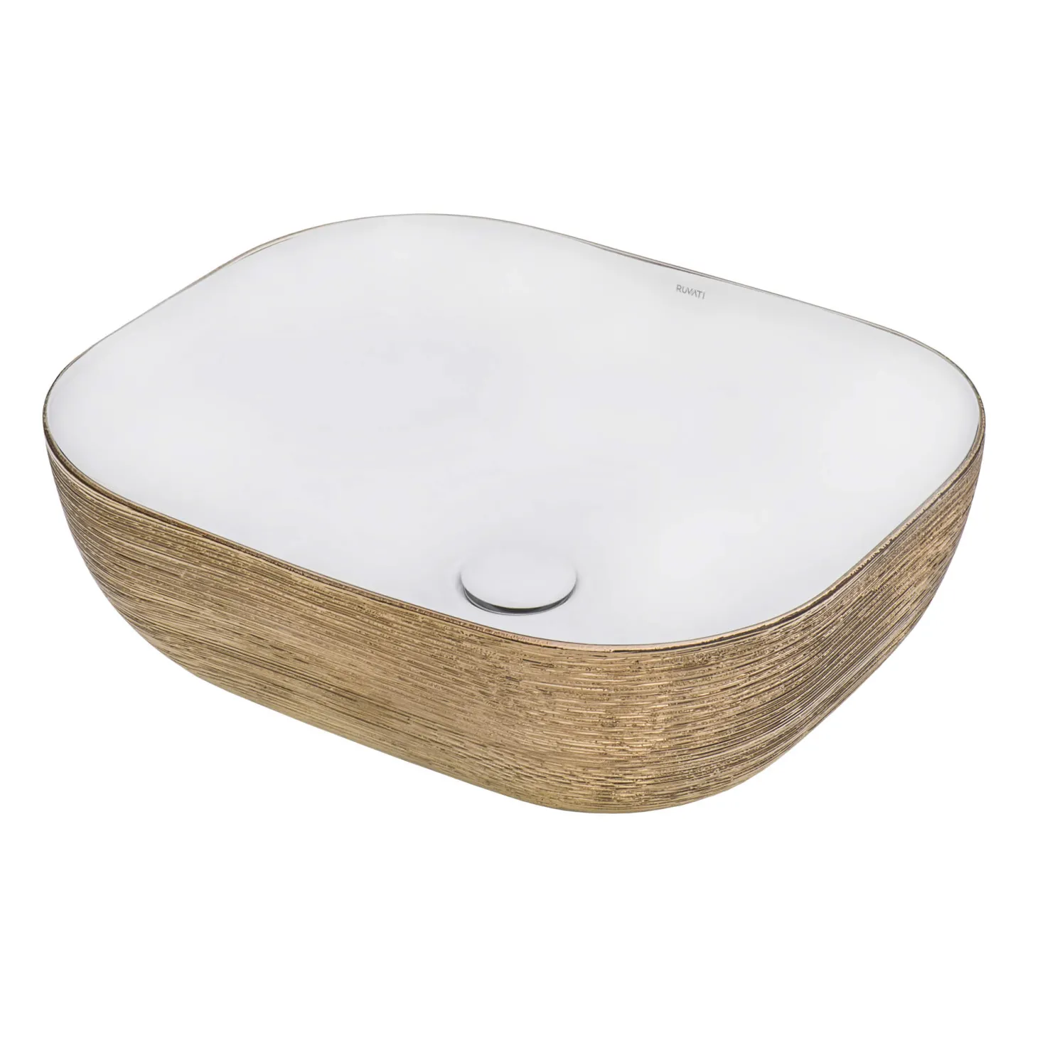 Ruvati 20" x 16" Bathroom Vessel Sink | White with Rose Gold