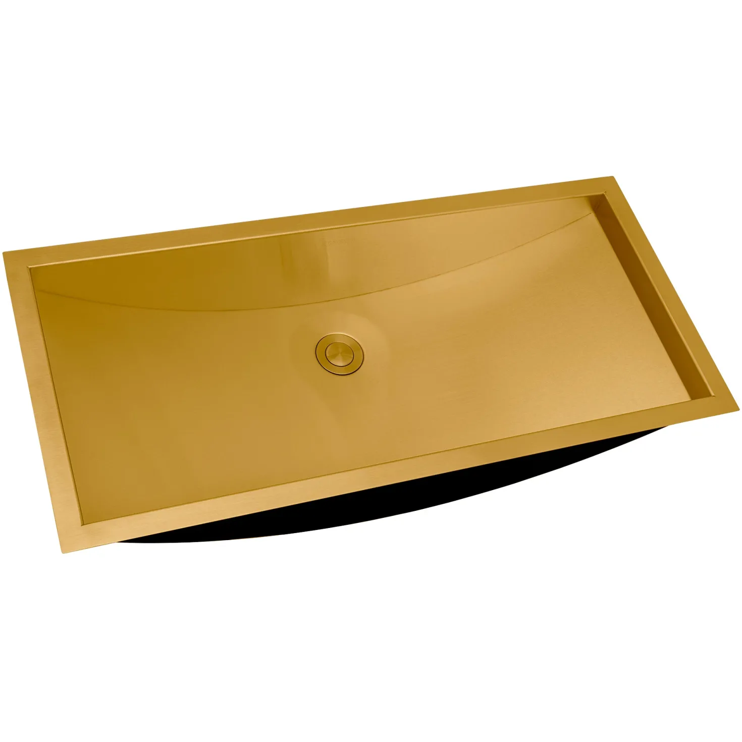 Ruvati 30 x 14" Brushed Gold Stainless Steel Undermount Rectangular Bathroom Sink