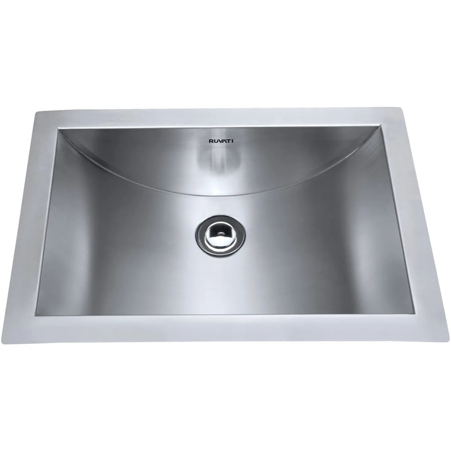 Ruvati 20" x 14" Brushed Stainless Steel Rectangular Undermount Bathroom Sink