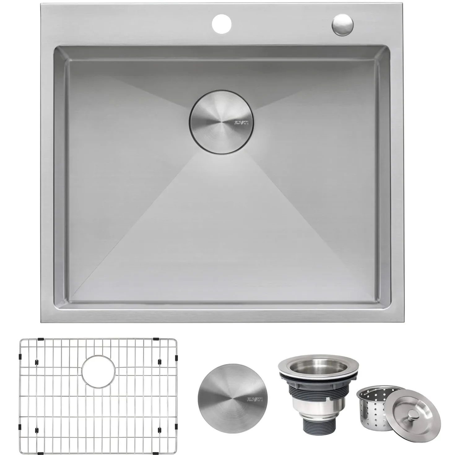 Ruvati 24" x 20" Drop-in 16 Gauge Stainless Steel Rounded Corners Topmount Kitchen Sink Single Bowl - RVH8014