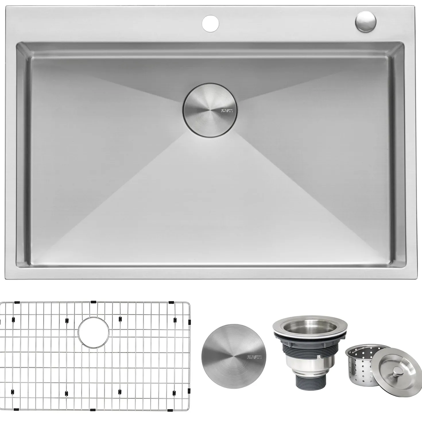 Ruvati 33 x 22" Drop-in Tight Radius 16 Gauge Stainless Steel Topmount Single Bowl Kitchen Sink