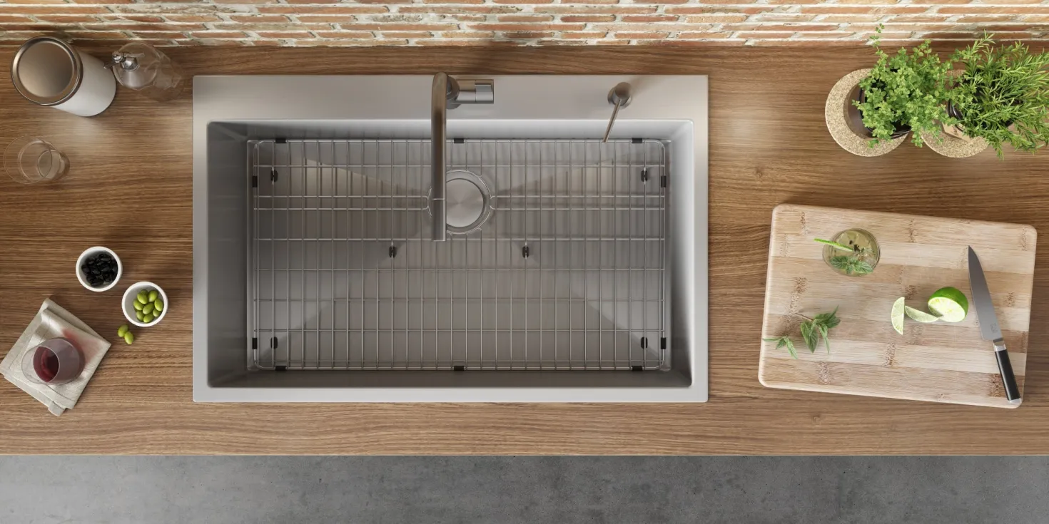Ruvati 33 x 22" Drop-in Tight Radius 16 Gauge Stainless Steel Topmount Single Bowl Kitchen Sink
