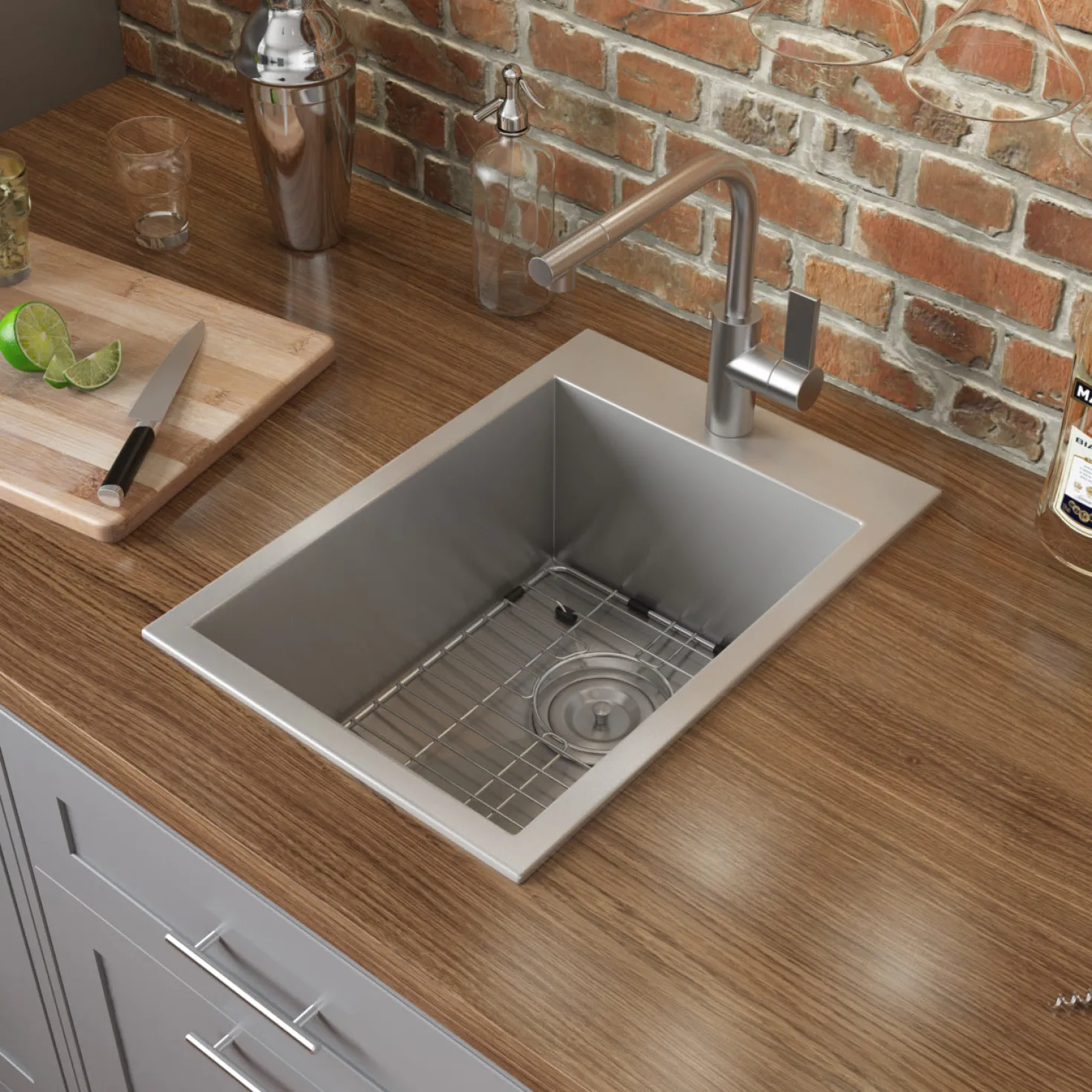 Ruvati 15 x 20" Drop-in Topmount 16 Gauge Stainless Steel Single Bowl Bar Prep Sink