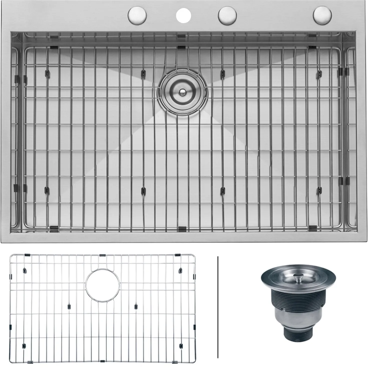 Ruvati 33 x 22" Drop-in Topmount 16 Gauge Zero Radius Stainless Steel Single Bowl Kitchen Sink
